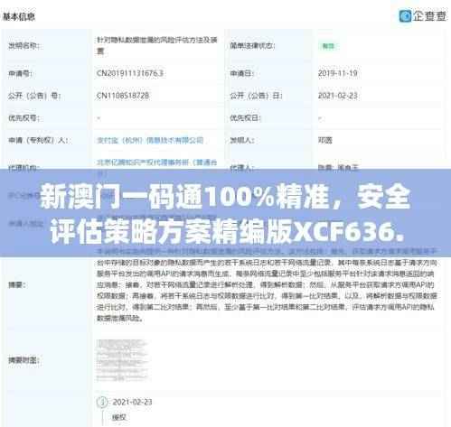 新澳门一码通100%精准，安全评估策略方案精编版XCF636.74