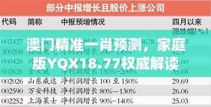 澳门精准一肖预测,家庭版YQX18.77权威解读