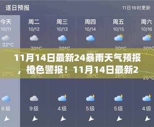 橙色警报！最新11月14日24小时暴雨天气预报来袭，你准备好了吗？