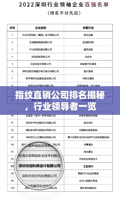 指纹直销公司排名揭秘，行业领导者一览